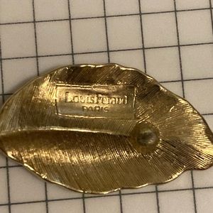 Vintage Louis Feraud Gold Toned Metal Leaf Earrings, Paris